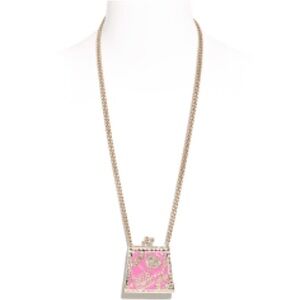 CHANEL Pink and Gold Charm Necklace / Micro Bag Pendant